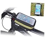 Happyyami wasserdichte Fahrradtasche Für Lenkrohr Große Touchscreen Satteltasche Für Mountainbikes Und E Bikes Gelb Größe L Praktisches Zubehör Für Canyon Und Gravelbik