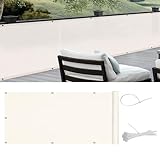 COOL AREA Balkon Sichtschutz HDPE UV-Schutz Leicht Transparent,Balkonverkleidung mit Kabelbinder,100x300cm,Creme weiß