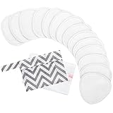 14 Bio Bambus Stilleinlagen – Waschbare Stilleinlagen zum Stillen, Weich Wiederverwendbare Stilleinlagen, Mehrweg Stilleinlagen, Still-BH-Brustwarzeneinlagen + Wäschebeutel (Soft White, L 12 cm)