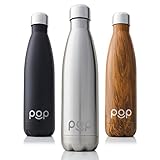 POP Design Edelstahl Vakuumisolierte Thermosflasche, Hält Getränke bis zu 24h kühl und bis zu 12h heiß, Auslaufsicher, BPA Frei, 750ml, Titanium