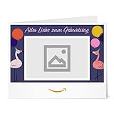 Amazon.de Gutschein zum Drucken mit eigenem Upload (Flamingo Geburtstag)