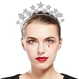 Coucoland Blinkend Stern Haarreif Damen Mary Halo Krone Gottin Star Halo Stirnband Karneval Stern Haarband Kopfschmuck Damen Fasching Kostüm Accessoires (Silber)