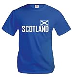 buXsbaum® Herren Unisex Kurzarm T-Shirt Bedruckt Schottland | Ländershirt Fanshirt Flagge | S royal- Blau