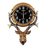 JXINGY Wanduhren Oval Deer Head Mute Dekorative Wanduhr, Home Kreative Metallwanduhr, Große Wanduhr Im Modernen Wohnzimmer