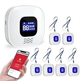 WIOONI Notrufknopf für Senioren Notruf Kabellos Notfallknopf, Hausnotruf Intern, WiFi Smart SOS Notrufknopf-Alarm Set 6 Sender 1 Empfänger, Kompatibel mit Tuya Smart/Smart Life (Nur 2.4GHz Wi-Fi)