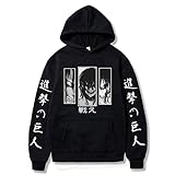 zhedu Anime Attack on Titan AOT Hoodies Eren Jaeger Graphic Hoodie Manga Schwarz Langarm Kapuzen-Sweatshirt Oversized Unisex (L,Color 01)