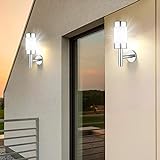 Pilipane Edelstahl-Wandleuchte, 2 Stück LED-Solarstrom-Wandleuchte, Außenwand-Solarstrom-Lichtlampe für Landschaftsgarten, Hof, Sensorlampe, Heimdekoration