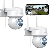 TOAIOHO 2K Überwachungskamera Aussen 2 Stück, Kamera Überwachung Aussen, Nachtsicht in Farbe, IP66 Wasserdicht, Zwei-Wege-Konversation, Motion Detection, Multi-User-Sharing, Alarmmeldung, Android/Ios