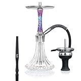 Aladin Shisha Epox 360 Purple Dream, Wasserpfeife mit 9 Blow Off-Varianten, Edelstahl-Rauchsäule, Diffusor, Schlauch-Set, Kamin-Kopf