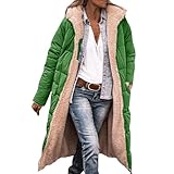 Winterjacke Damen Lang Warm Gefüttert Wintermantel Damen Elegant Mit Kapuze Stepp Mantel Frauen Winter Innenfell Jacke mit Reissverschluss Innenfutter Damen-Jacken Lange Steppjack