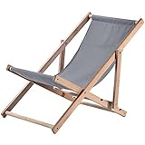 KADAX Liegestuhl, Strandstuhl aus Holz, Sonnenliege bis 120kg, Liege aus Buchenholz, Holzklappstühle, Strandliege, Klappliege für Strand, Holz-Liegestuhl (Grau)