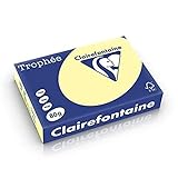 Clairefontaine 1977C Druckerpapier Trophée, für alle Laserdrucker, Kopierer und Tintenstrahldrucker, DIN A4 (21 x 29,7 cm), 80g, 1 Ries mit 500 Blatt, Pastellgelb