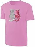 Mädchen T-Shirt Wende Pailletten Katzen Streichel Shirt Rosa Größe 140