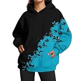 HOOUDO Angebote des Tages Heute Damen Oversized Sweatshirts Hoodies Langarmshirts Pullover Herbstkleidung Mit Tasche Kasack Und Hose Set Damen Neon Sweatshirt Damen STRI Meine Bestellungen Anzeig