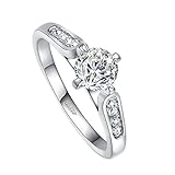 Yoursfs 18K Weißegold überzogene Zirkonia Kristall Promise Ring für Frauen Geschenk