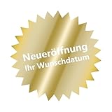 INDIGOS UG - Schaufensteraufkleber personalisiert - Neueröffnung gezackt - Gold Chrom - 120 cm - Fensterfolie selbst gestalten - Geschäft, Einzelhandel - individuelle Beschriftung - Rab