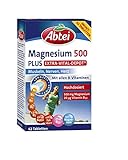 Abtei Magnesium 500 Plus Extra-Vital-Depot - für Muskeln, Nerven und Herz - hochdosiert mit 500 mg Magnesium und dem gesamten Vitamin B-Komplex - 1 x 42 Tabletten - vegan