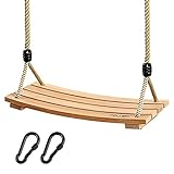 PELLOR Holz Schaukelsitz, Erwachsene Kinder Garten Schaukel für Innen und Außenbereich mit Einstellbares Seil bis 100 kg