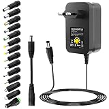 SHNITPWR Universal Netzteil 3V 4.5V 5V 6V 9V 12V Netzteil AC/DC 1A 2A 2.5A 30W Schaltnetzteil Adapter für 3V~12V Elektronische Geräte Babyphone-Kamera LED-Streifen mit 14pcs und 5V 2.1A USB
