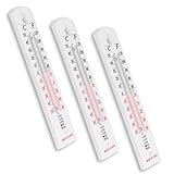 mumbi 3X Thermometer wetterfest Gartenthermometer Zimmerthermometer Analog für Innen und Außen, Weiß