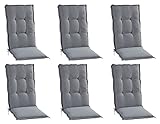 Gartenstuhlauflagen Hochlehner 6er Set - 120 x 50 cm - Hellgrau - Polyester - Sesselauflage Sitzpolster Stuhlauflage
