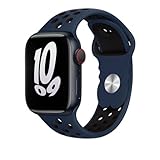 Lobnhot Sport armband kompatibel mit Apple Watch Armband 38mm 40mm 41mm 42mm 44m 45mm 49mm, Atmungsaktives Weiches Silikon armband für iWatch Series 9 8 7 6 5 4 3 2 1 SE, Mitternachts blau Schwarz