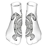 VJSDIUD Kurze Socken Men's and Women's Fun Socks Printed Cool Novelty Funny Socks,Maori Tattoo Style Figure of Sea Animal Tribal Spiral Form