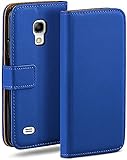 moex Klapphülle für Samsung Galaxy S4 Hülle klappbar, Handyhülle mit Kartenfach, 360 Grad Schutzhülle zum klappen, Flip Case Book Cover, Vegan Leder Handytasche, Blau