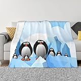 SYLALE Flanelldecke, Pinguin, Antarktis, Eisdruck, 102 x 76 cm, Anti-Pilling-Bettdecke oder Bettüberwurf, perfekt für Bett, Wohnzimmer, Sofa, Couch