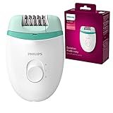 Philips Satinelle Essential BRE224/00 Kompakter Epilierer mit Kabel, Weiß / Grün