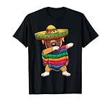 Dabbing Boxer Hund Mexikanischer Poncho Sombrero Cinco de Mayo T-Shirt