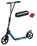 HUDORA BigWheel® Generation V 205, Scooter hellblau mit Sicherheitspaket LED Licht Rücklicht Tretroller Kickroller Cityroller Roller