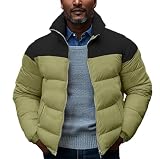 crazynekos Steppjacke für Herren, Winterjacke, Daunenjacke, Kordsamt, Stehkragen, Patchwork (Grün, XS), grün, XS
