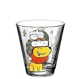 Leonardo Bambini Trink-Glas 6er Set Weihnachten, Kinder-Becher aus Glas mit Winter Löwen-Motiv, spülmaschinengeeignete Saft-Gläser, 215 ml 016324