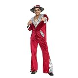 Morph Rotes Zuhälter Kostüm für Herren, Pimp Verkleidung Erwachsene, Junggesellenabschied, Karneval, Halloween, Party - L (107-112 cm Brustumfang)