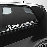 Blackshell® Wunschtext Aufkleber Auto Dein Username mit Glyphe - Instagram Aufkleber selbst gestalten, Auto Sticker - 15cm bis 124cm Läng