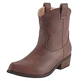 Damen Cowgirl Cowboy Boots Western Stiefeletten, Braun (hautfarben), 39 EU