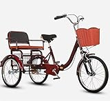 Klapppedal-Dreirad mit stoßdämpfender Gabel, Tandem-Dreirad mit Rücksitz, Roller-Dreirad für ältere Erwachsene mit empfindlicher Bremse, Lasten- und Passagier-Trikes, Shopping-Reise-Cruiser-Fahrrad