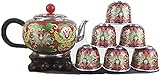 Silberne Teekanne Altes traditionelles Teekessel-Tassen-Kaffee-Wasser-Waren-Set im chinesischen Stil Tee-Service Haushalt Tee-Set Geschenke (Color : Small Cup 72g, Size : Free)