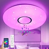 Led Deckenleuchte mit Bluetooth Lautsprecher, smart Deckenlampe mit Fernbedienung und APP-Steuerung, 36W Ø 40CM Warmweiß-Kaltweiß, RGB Farbwechsel für Schlafzimmer Kinderzimmer Wohnzimmer Badzimmer