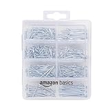 Amazon Basics – Nagel-Set, mit Senkkopf-Nägeln, Drahtstiften, gewöhnlichen Nägeln, Drahtnägeln und Bilderrahmen-Nägeln, 550 Stück