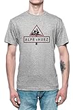 Alpe Dhuez Road Sign Cycling Herren T-Shirt Tee Grau Men's Grey T-Shirt