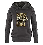 Comedy Shirts - New York City Girl - Damen Hoodie - Schwarz / Gold Gr. M