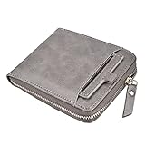 Pocket Wallet Faux Leather - Portable Zipper Lightweight Small Vintage Credit Card Holder Bifold Wallet Lightweight