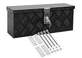 TRUCKBOX DB015 Schwarz + inkl. Montagesatz MON301 Deichselbox, Werkzeugbox, Alu Riffelblech, Alubox, Staukasten, Anhängerkiste - ca. 13 Liter, Edelstahlhaus GmbH
