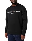 Tommy Hilfiger Herren Sweatshirt Tommy Logo ohne Kapuze, Schwarz (Black), S