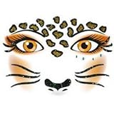 HERMA 15303 Face Art Sticker Leopard Gesicht Aufkleber Glitzer Sticker für Fasching, Karneval, Halloween, dermatologisch getestet