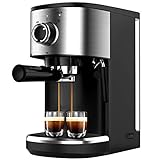 Bonsenkitchen Espressomaschine mit Siebträger, 1450W Hohe Leistung Edelstahl Kaffeemaschine, 15 Bar Siebträgermaschine für Espresso, 1.25L Cappuccino und Latte Machiato, CM8902