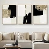 NALsa Kunstwände, Moderne abstrakte Beige, Schwarz und Gold, minimalistische Poster, Wohnzimmer, Inneneinrichtung, Heimdekoration, 3 Stück, 40 x 60 cm, ohne Rahmen