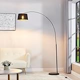 Qazqa - Moderne Bogenlampe schwarz mit Gold I Messing - Arc Basic I Wohnzimmer I Schlafzimmer - Stahl Länglich - LED geeignet E27